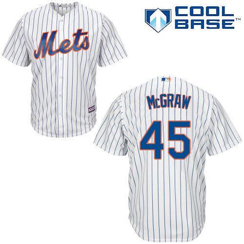 Mets #45 Tug McGraw White(Blue Strip) Home Cool Base Stitched MLB Jersey